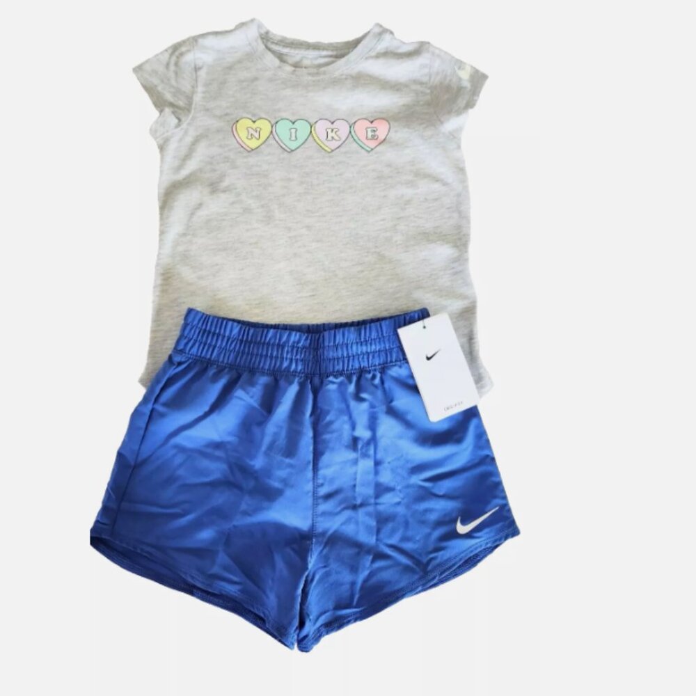 NIKE Logo T-Shirt and Dri-Fit shorts Girl's Youth Size 6X